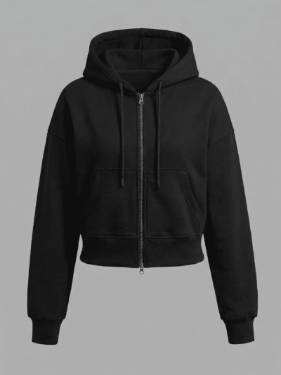 هودي حريمي بسحاب مزدوج وقصة قصيرة لإطلالة كاجوال مميزة